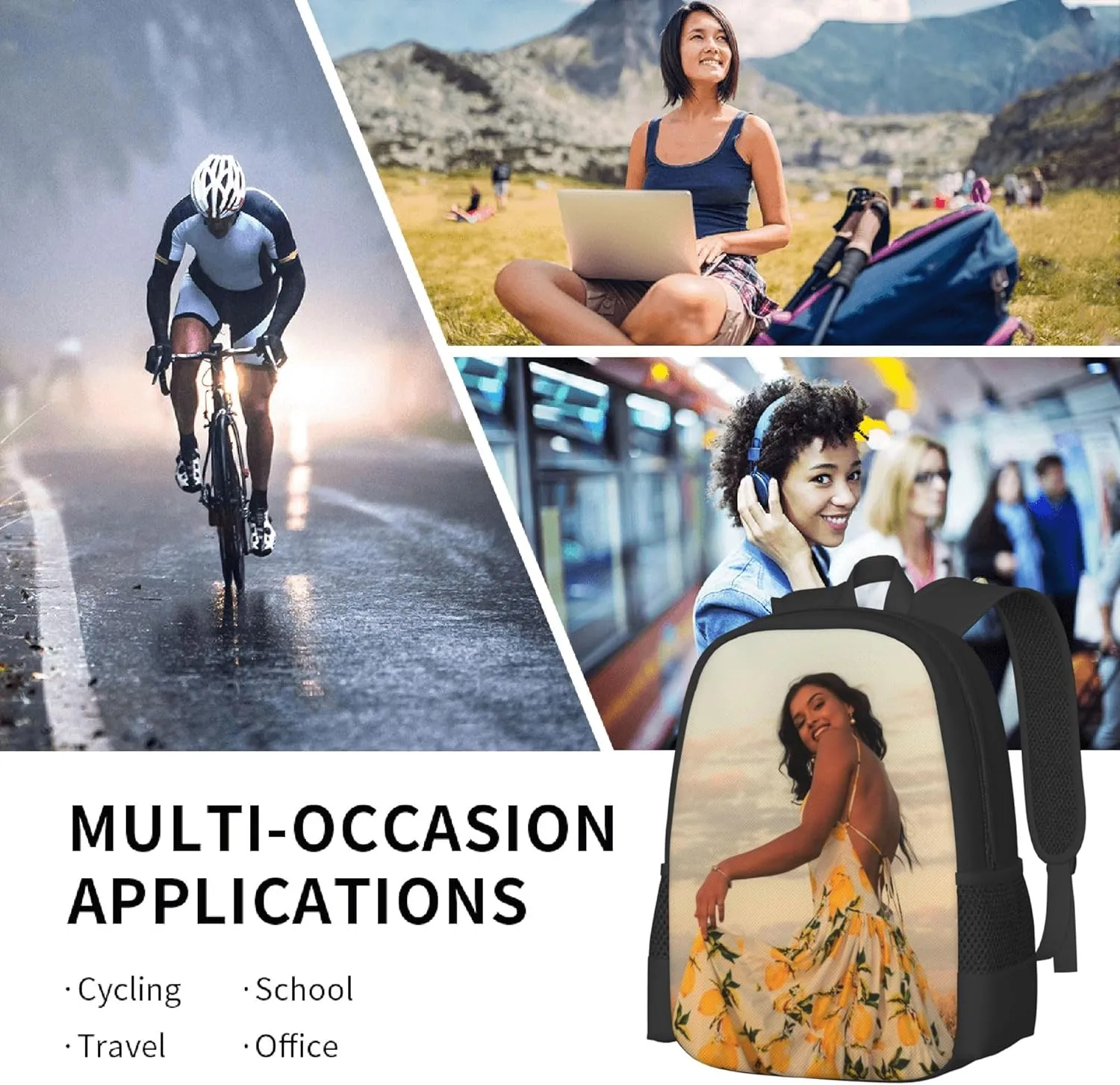 1-100PCS Custom Backpack Personalized Photo Backpacks Design Your Text Logo Simple Large Capacity Backpack for Man Woman Work Travel (Style 1)