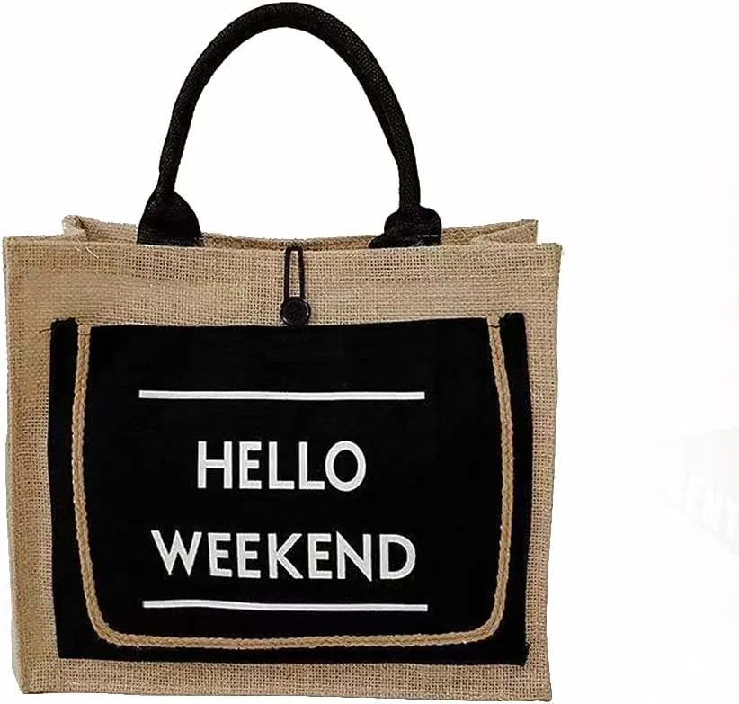 125 Jute Tote for Women, Lined Burlap Shoulder Tote Bags for Wedding Favors, Reusable Grocery Shopping Bag with Handle
