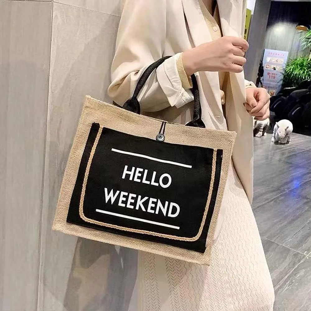 125 Jute Tote for Women, Lined Burlap Shoulder Tote Bags for Wedding Favors, Reusable Grocery Shopping Bag with Handle