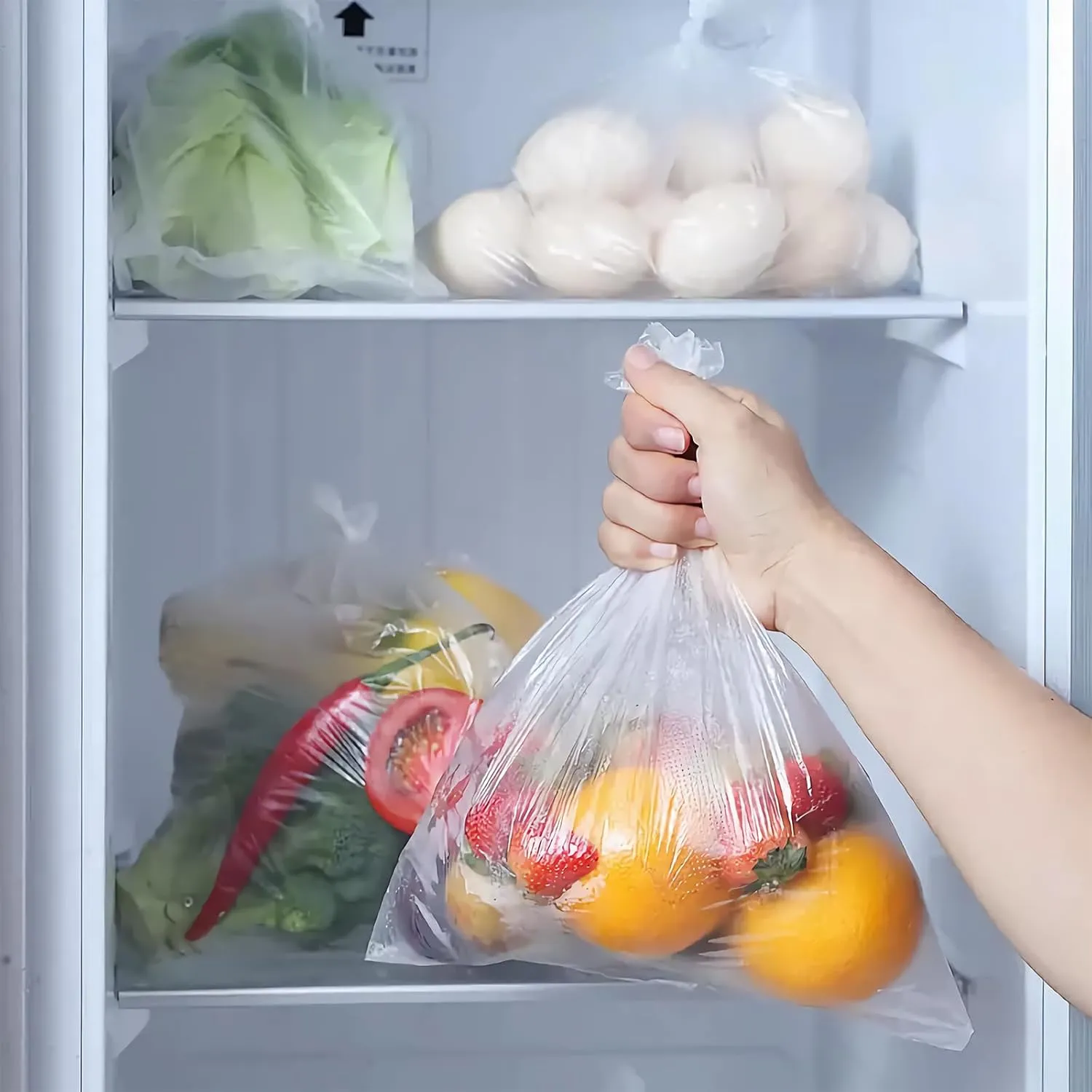12" x 20" Clear Plastic Produce Bag on a Roll, Food Storage Bags for Vegetables, Bread, Fruits and Meat, Easy To Tear, Continuous Roll- 350 Bags/Roll - [2 Rolls]