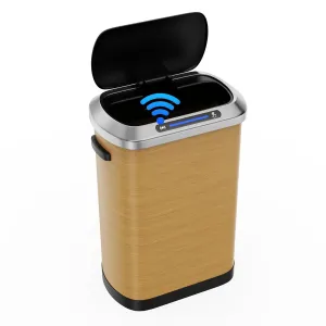 13 Gallon Smart Automatic Trash Can, 50L Stainless Steel Sensor Waste Bin with Soft-Close Silent Lid and 30 Garbage Bags, Garbage Can for Home, Kitchen, Commercial, Office, Wood Grain