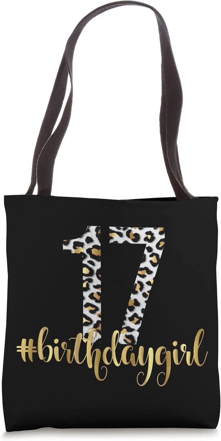 17th Birthday Girl Outfit Glam Leopard Animal Print Tote Bag