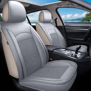 2 Front Car Seat Covers Fit for Honda Pilot 2005-2016 Waterproof Faux Leather Breathable Ice Silk Seat Covers Automotive Vehicle Seat Cushion Protector Airbag Compatible (Gray)