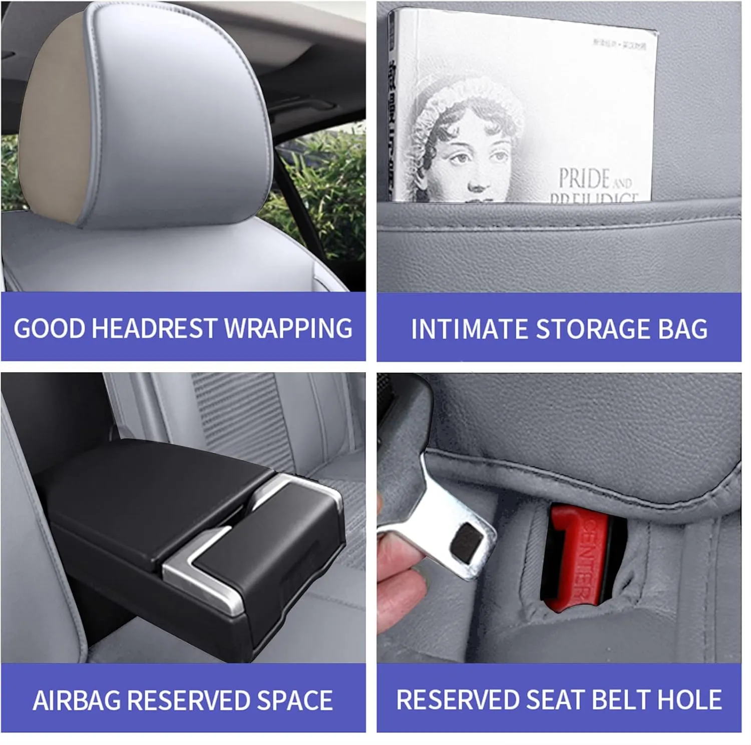 2 Front Car Seat Covers Fit for Honda Pilot 2005-2016 Waterproof Faux Leather Breathable Ice Silk Seat Covers Automotive Vehicle Seat Cushion Protector Airbag Compatible (Gray)