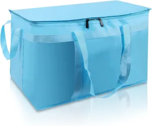 2 Pack Insulated Food Delivery Bag Blue Pizza Delivery Bags for Hot & Cold Food, Large Capacity Reusable Warming Bag Catering Cooler Bag for Party