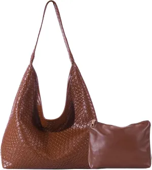 2025 Mother's Day Gift Woven Tote Bag for Women, Fashion Shoulder Hobo Bags, Leather Woven Beach Bag, Work Purses for Women