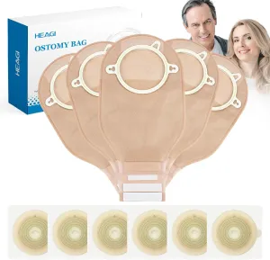 22pcs Ostomy Supplies Colostomy Bags, 2-Piece Colostomy Bags, Two-Piece Drainable Pouches with Closure for Ileostomy Stoma Care, Cut-to-Fit, 70mm Max (16 x Ostomy Bags  6 x Skin Barrier）