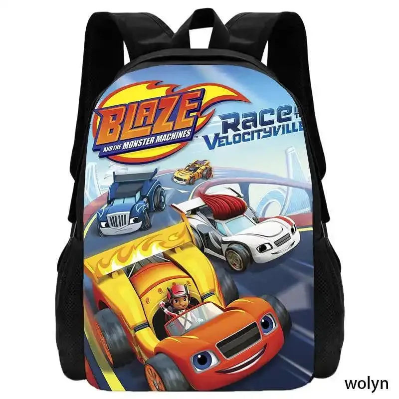 2Pcs Set Blaze and the Monster Machines School Backpack with Pencil Case ,Cartoon School Bags for Boys Girls , Kids Bookbags Set