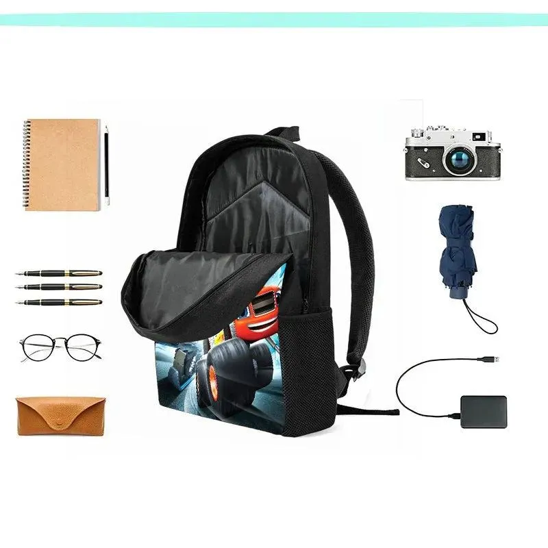 2Pcs Set Blaze and the Monster Machines School Backpack with Pencil Case ,Cartoon School Bags for Boys Girls , Kids Bookbags Set