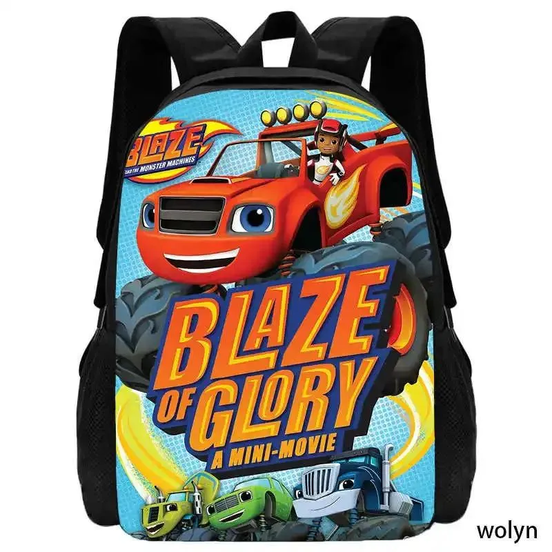 2Pcs Set Blaze and the Monster Machines School Backpack with Pencil Case ,Cartoon School Bags for Boys Girls , Kids Bookbags Set