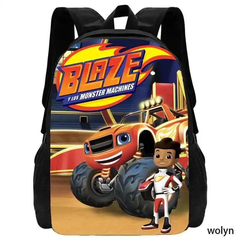 2Pcs Set Blaze and the Monster Machines School Backpack with Pencil Case ,Cartoon School Bags for Boys Girls , Kids Bookbags Set