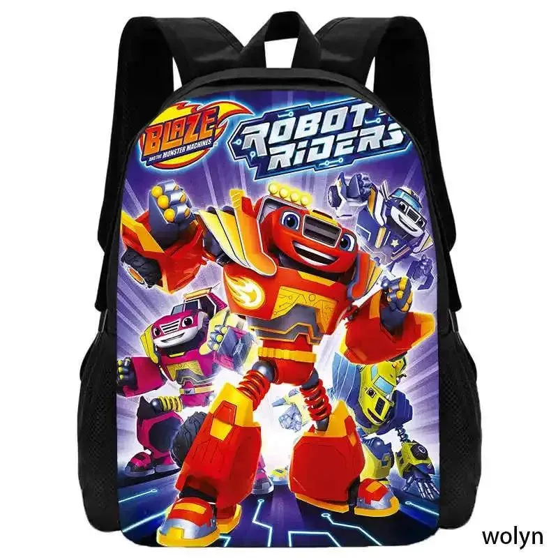 2Pcs Set Blaze and the Monster Machines School Backpack with Pencil Case ,Cartoon School Bags for Boys Girls , Kids Bookbags Set
