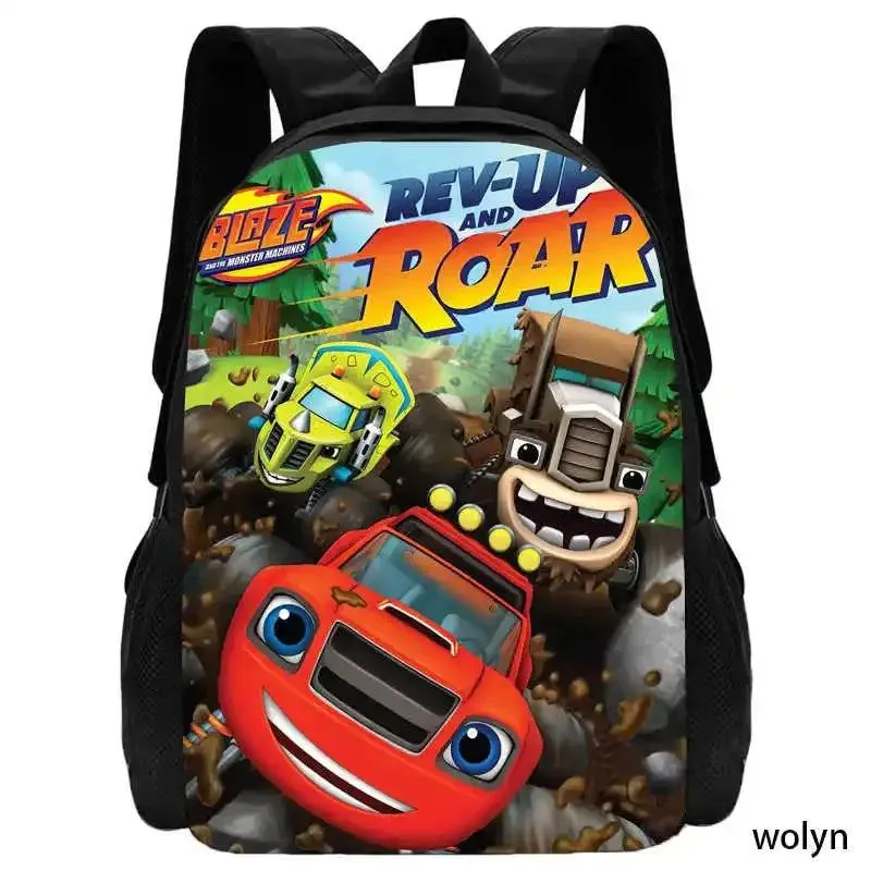 2Pcs Set Blaze and the Monster Machines School Backpack with Pencil Case ,Cartoon School Bags for Boys Girls , Kids Bookbags Set
