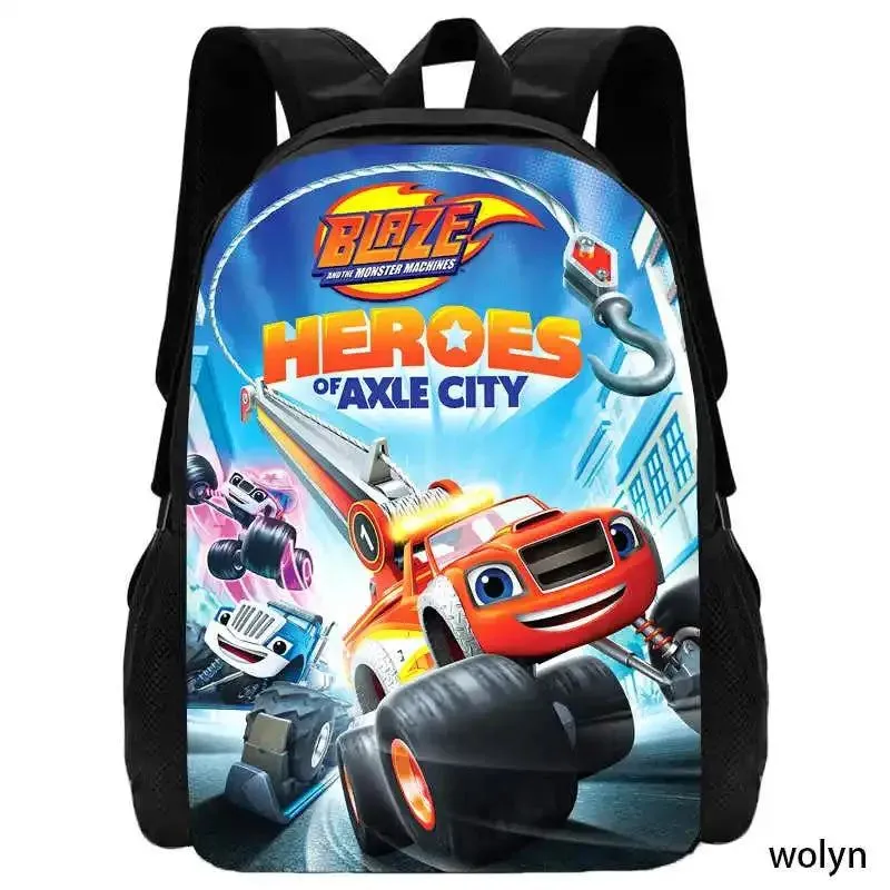 2Pcs Set Blaze and the Monster Machines School Backpack with Pencil Case ,Cartoon School Bags for Boys Girls , Kids Bookbags Set