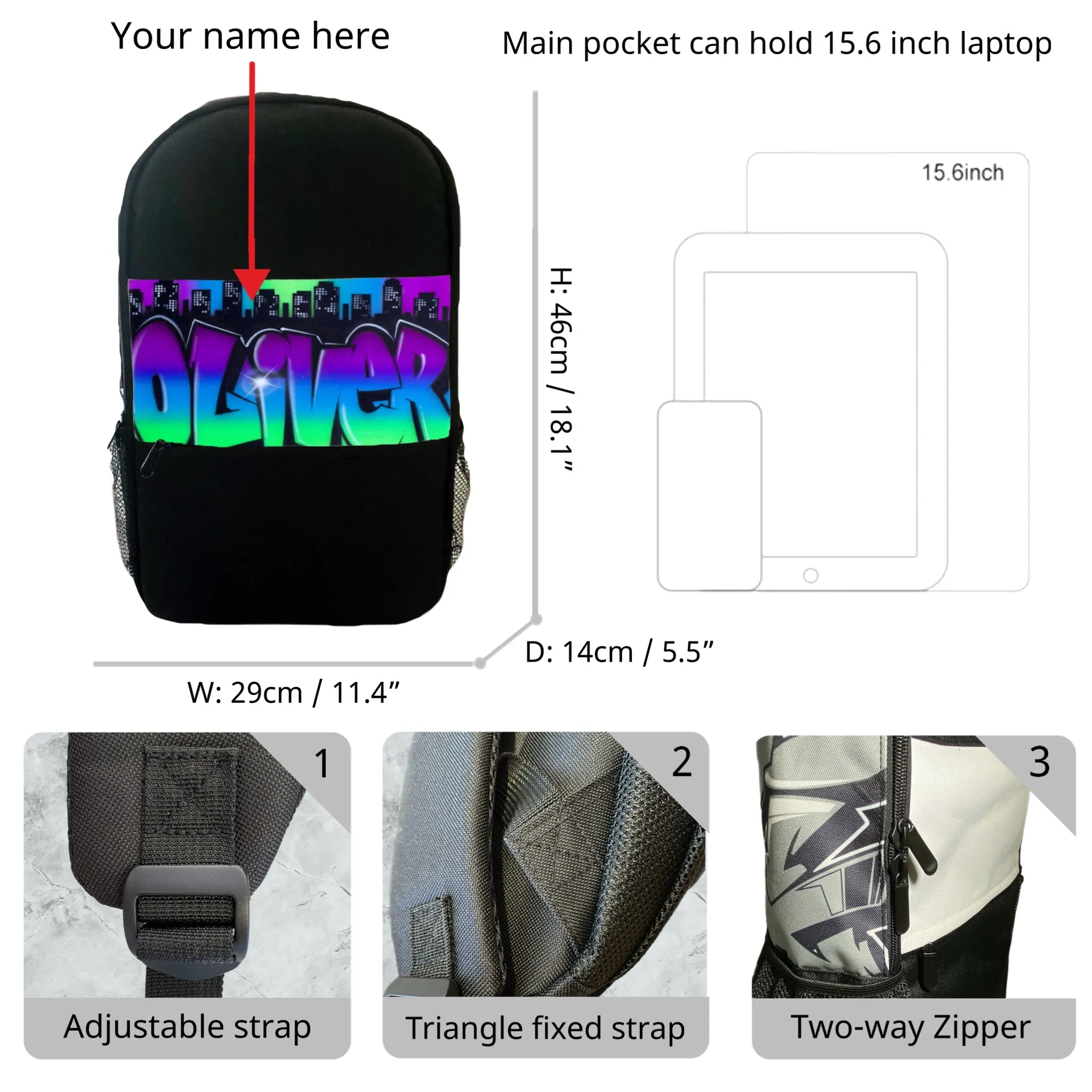 3 Colour City Style Custom Combo (Combo1) 1x Cap 1x Backpack, 1x Lunchbox