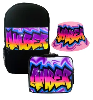 3 Colour Fade Kids Combo (16)  1x Backpack, 1x Lunchbox & 1x Bucket Hat Combo