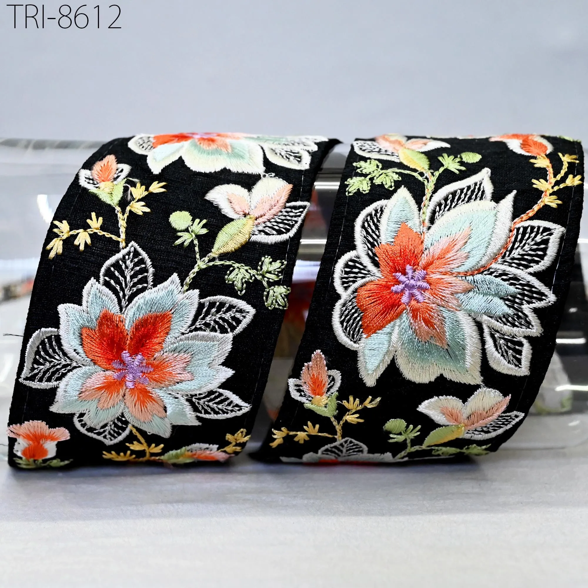 3 Yard Embroidery Border Embroidered Fabric 65mm Trim Saree Ribbon Crafting Sewing Beach Bags, Hats, Costumes, Christmas Home Decor Trimming