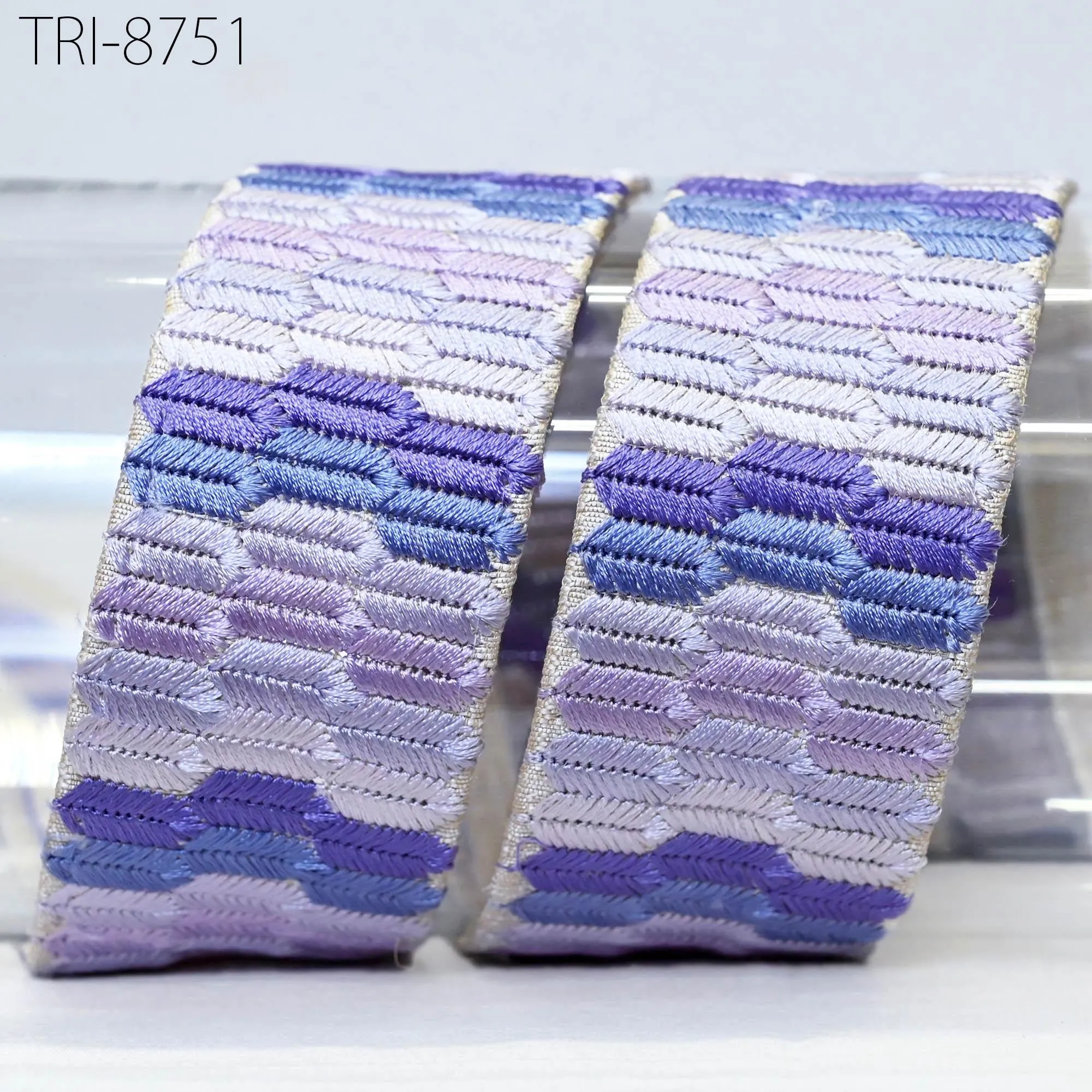 3 Yard Embroidery Ribbons Trim Lavender Embellishment Embroidered Saree Border Theatrical Costumes DIY Crafting Holidays Wreaths Decor 45mm