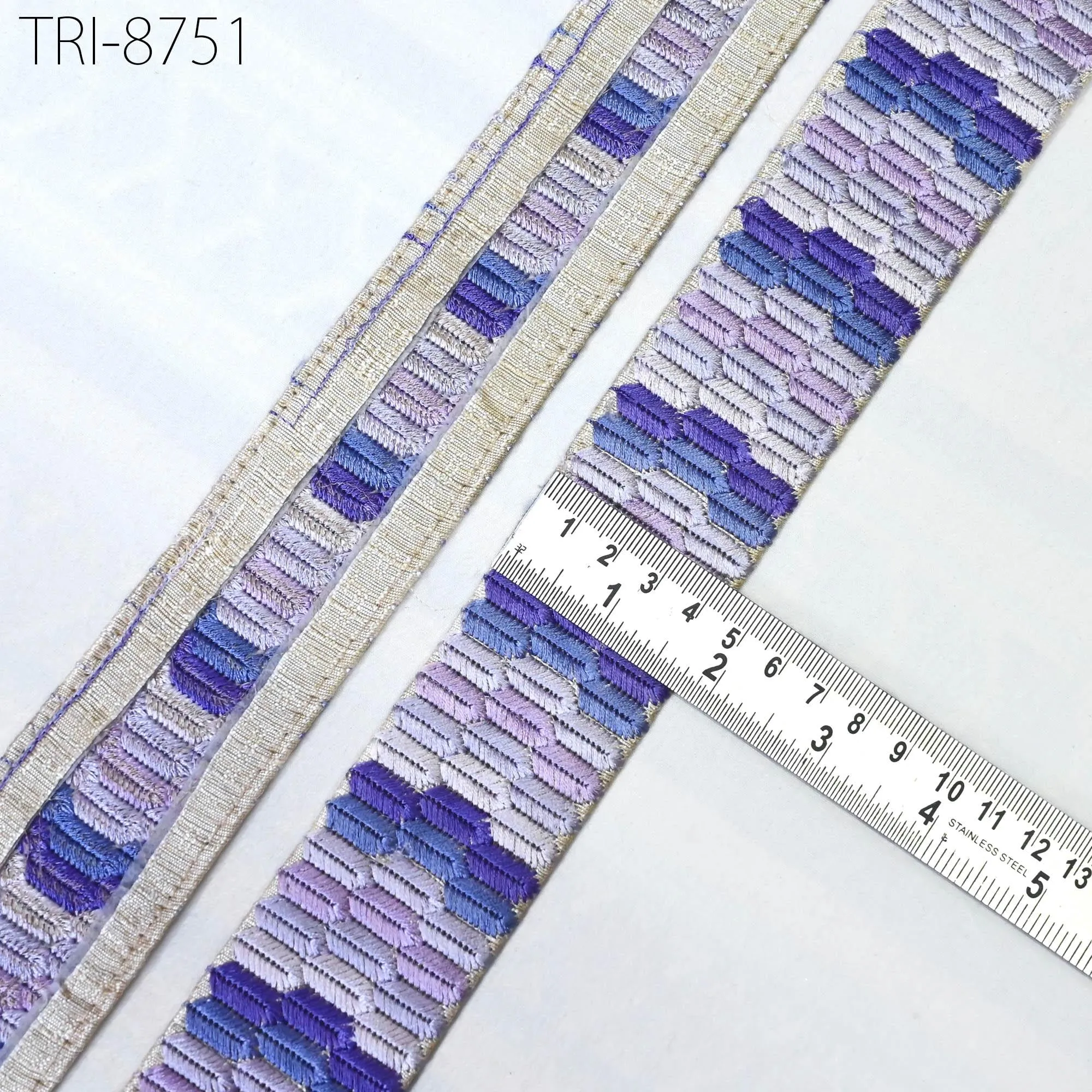 3 Yard Embroidery Ribbons Trim Lavender Embellishment Embroidered Saree Border Theatrical Costumes DIY Crafting Holidays Wreaths Decor 45mm