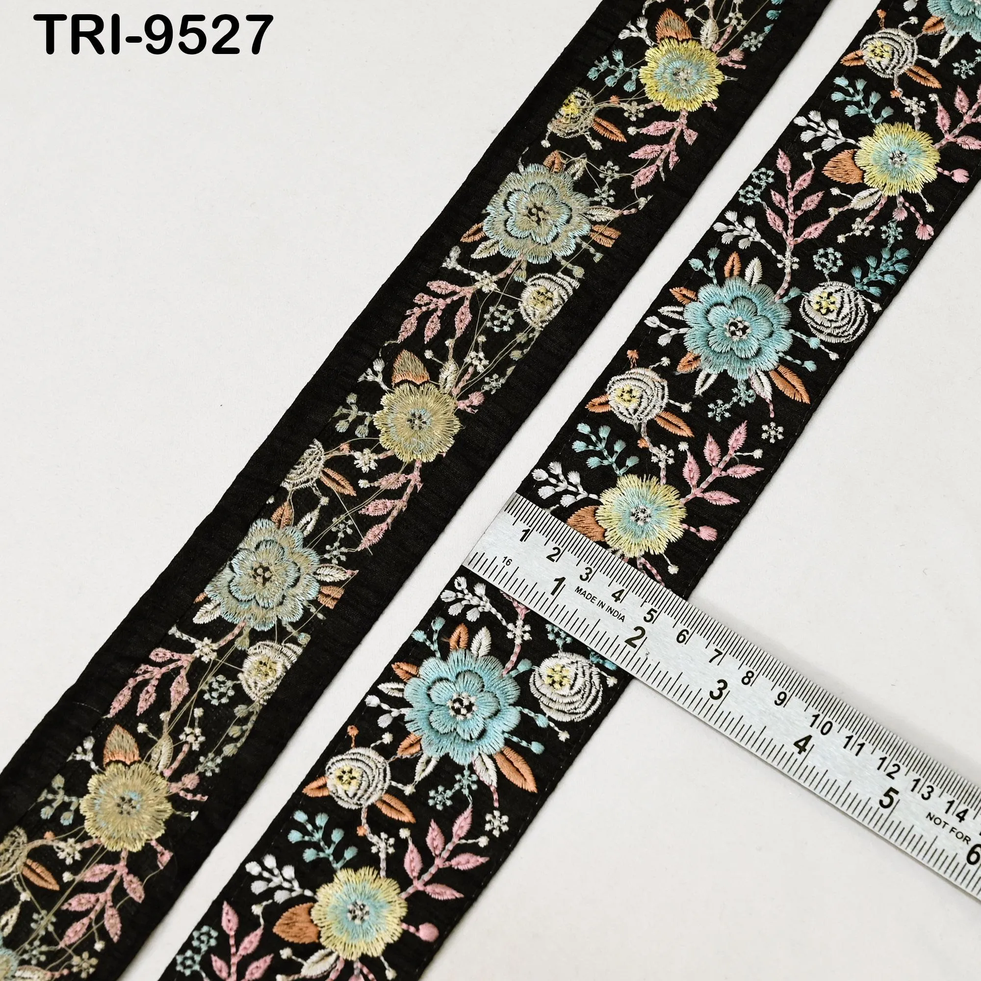 3 Yard Embroidery Trim Ribbon Sari Border Saree Embellishments Sewing DIY Crafting Costumes Headband Dog Collar Tote Bags Junk Journals 5cm