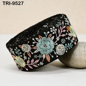 3 Yard Embroidery Trim Ribbon Sari Border Saree Embellishments Sewing DIY Crafting Costumes Headband Dog Collar Tote Bags Junk Journals 5cm
