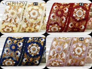 3 Yard Indian 6cm  Embroidered Trim Embroidery Saree Ribbon Cushions Sewing Crafting Embellishments Sari Trimmings Border Curtain Home Décor