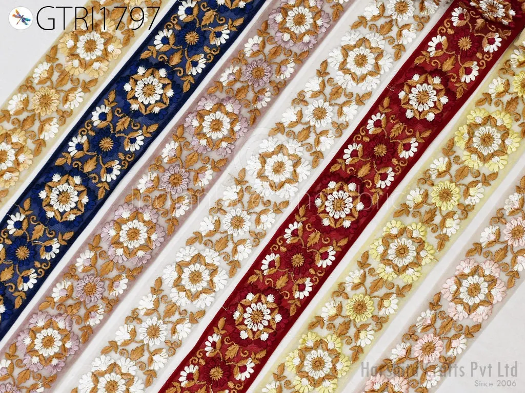 3 Yard Indian 6cm  Embroidered Trim Embroidery Saree Ribbon Cushions Sewing Crafting Embellishments Sari Trimmings Border Curtain Home Décor