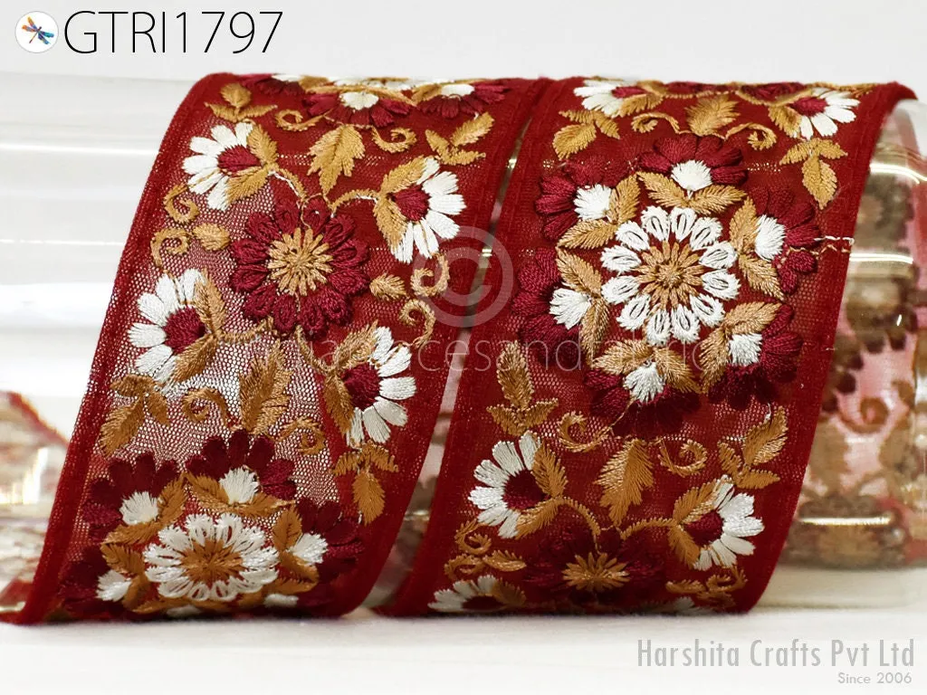 3 Yard Indian 6cm  Embroidered Trim Embroidery Saree Ribbon Cushions Sewing Crafting Embellishments Sari Trimmings Border Curtain Home Décor