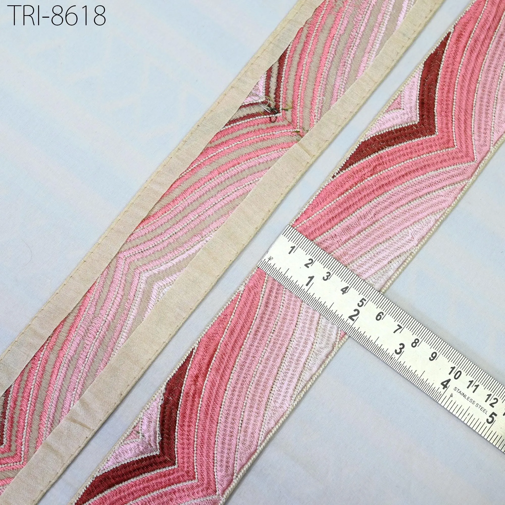 3 Yard Pink Embroidery 55mm Trim Border Embroidered Saree Ribbon  Crafting Accessories for Beach Bags, Hats, Costumes Christmas Home Decor