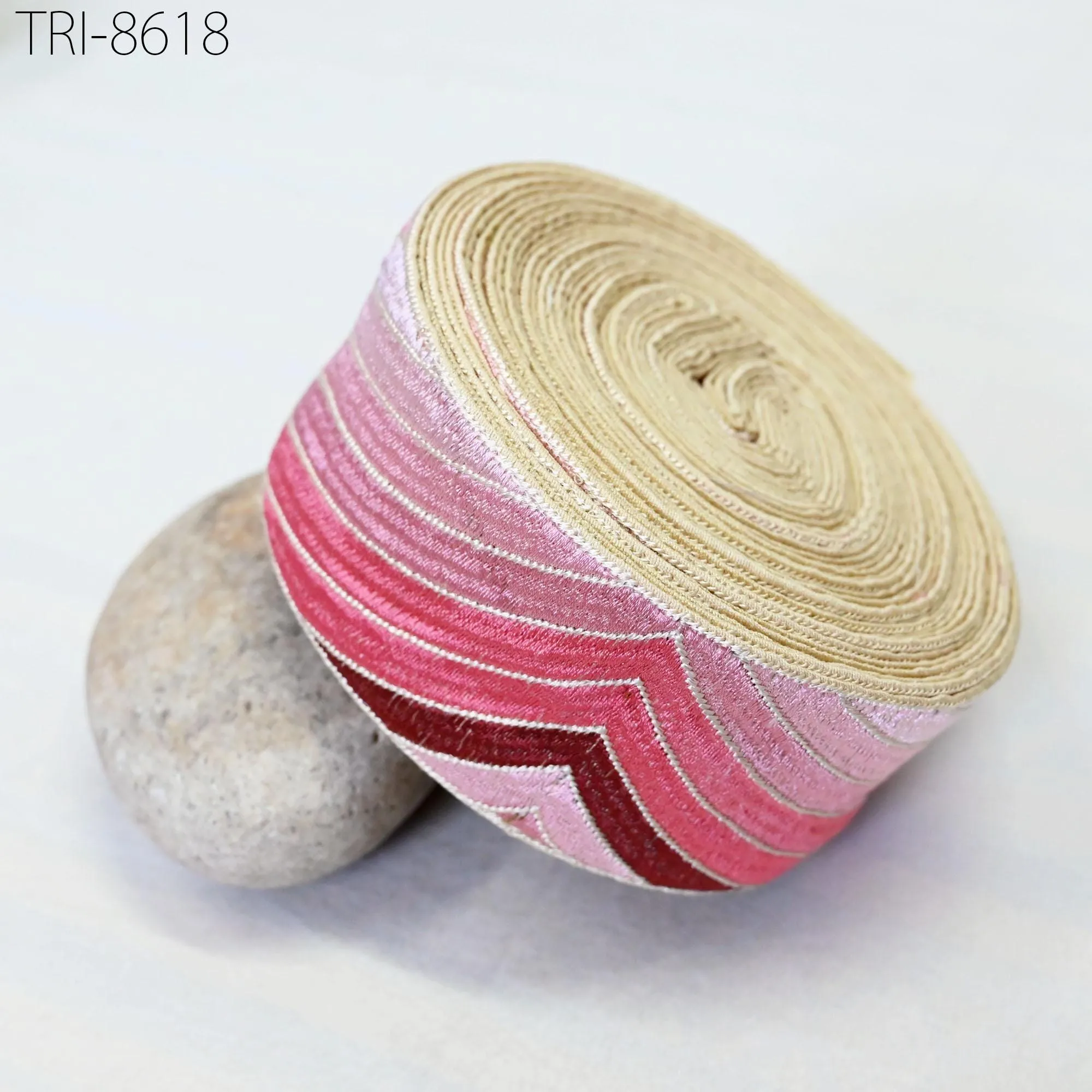 3 Yard Pink Embroidery 55mm Trim Border Embroidered Saree Ribbon  Crafting Accessories for Beach Bags, Hats, Costumes Christmas Home Decor