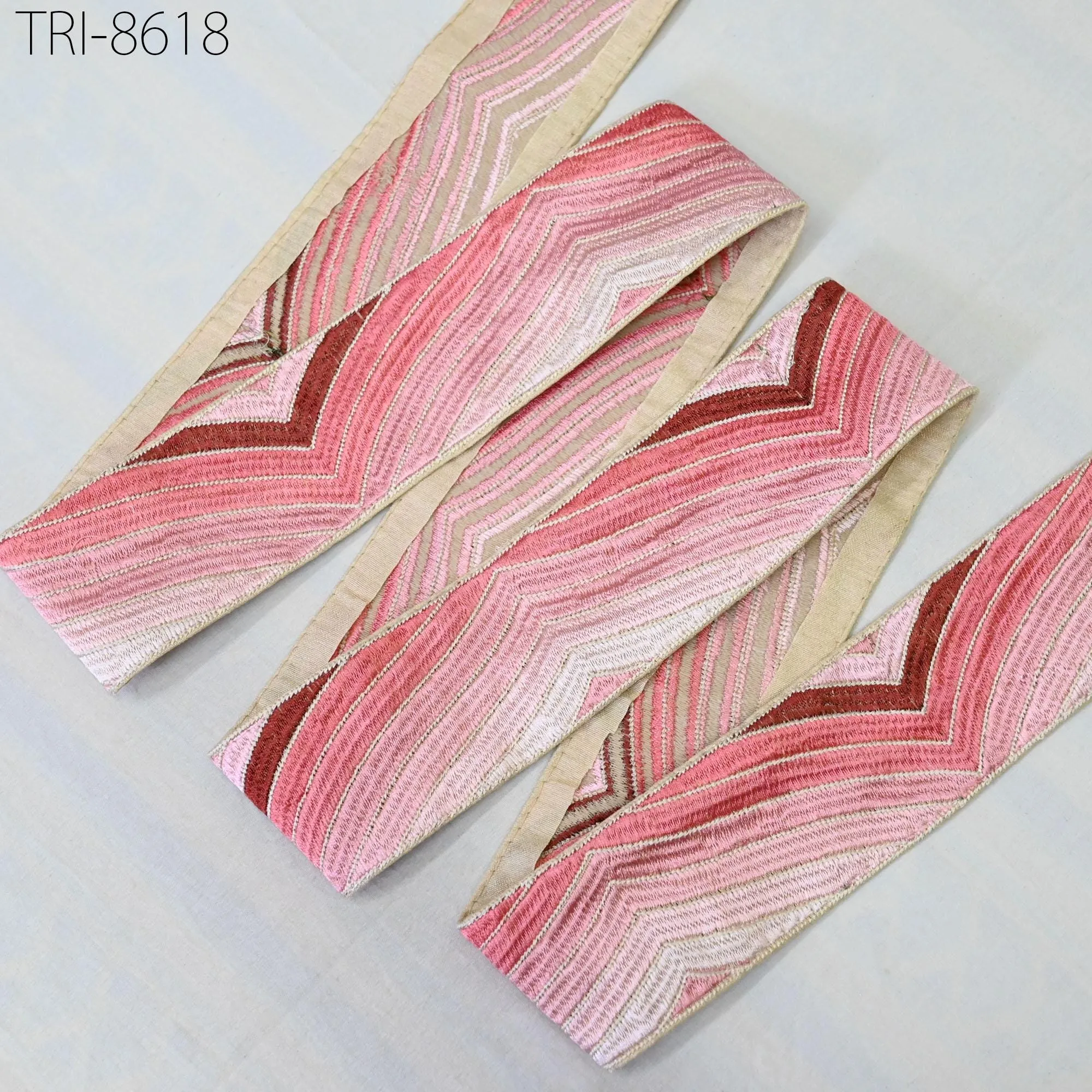 3 Yard Pink Embroidery 55mm Trim Border Embroidered Saree Ribbon  Crafting Accessories for Beach Bags, Hats, Costumes Christmas Home Decor