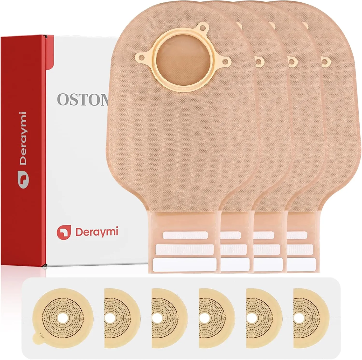30 PCS Ostomy Supplies Colostomy Bags 2 Piece Ostomy Bag Two Piece Ostomy Drain Pouches for Ileostomy & Stoma Care, Trim-to-Fit 15-60 mm (20 x Bags 10 x Skin Barriers)