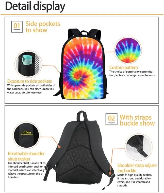 3D Cavalier King Charles Boys Girls Bookbag Sets Cute Puppy Dog Middle School Print Bookbag Pet Lovers Spacious Insulated Lunch Box Backpack Pencil Bag