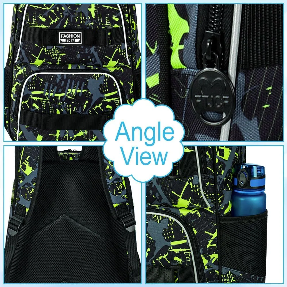 3Pcs Backpack for Girls Boys, 17 Inch School Bookbag with Lunch Box, Durable Laptop Backpacks Set for Teens College