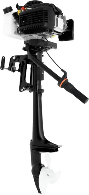 4 Stroke 4HP Electric Outboard Motor, Gas Powered Boat Motor Engine Air Cooling CDI System, Outdoor Parade Streamlined Three Blade Propeller Board Motor Heavy Duty Boat Engine