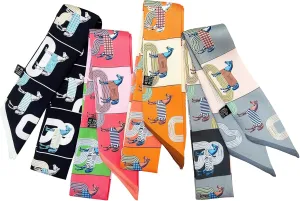 4pcs Purse Scarf For Handbags Silk Head Scarf For Hair Fashion Skinny Scarf For Women Long Neckerchief
