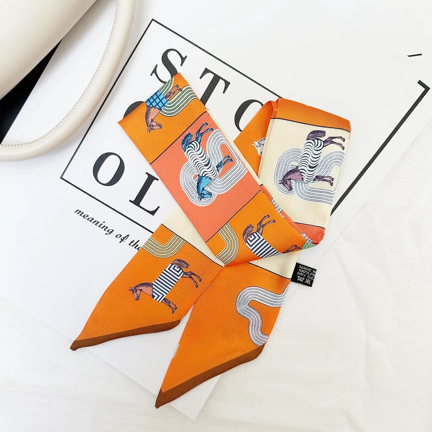4pcs Purse Scarf For Handbags Silk Head Scarf For Hair Fashion Skinny Scarf For Women Long Neckerchief