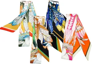 4pcs Purse Scarf For Handbags Silk Head Scarf For Hair Fashion Skinny Scarf For Women Long Neckerchief