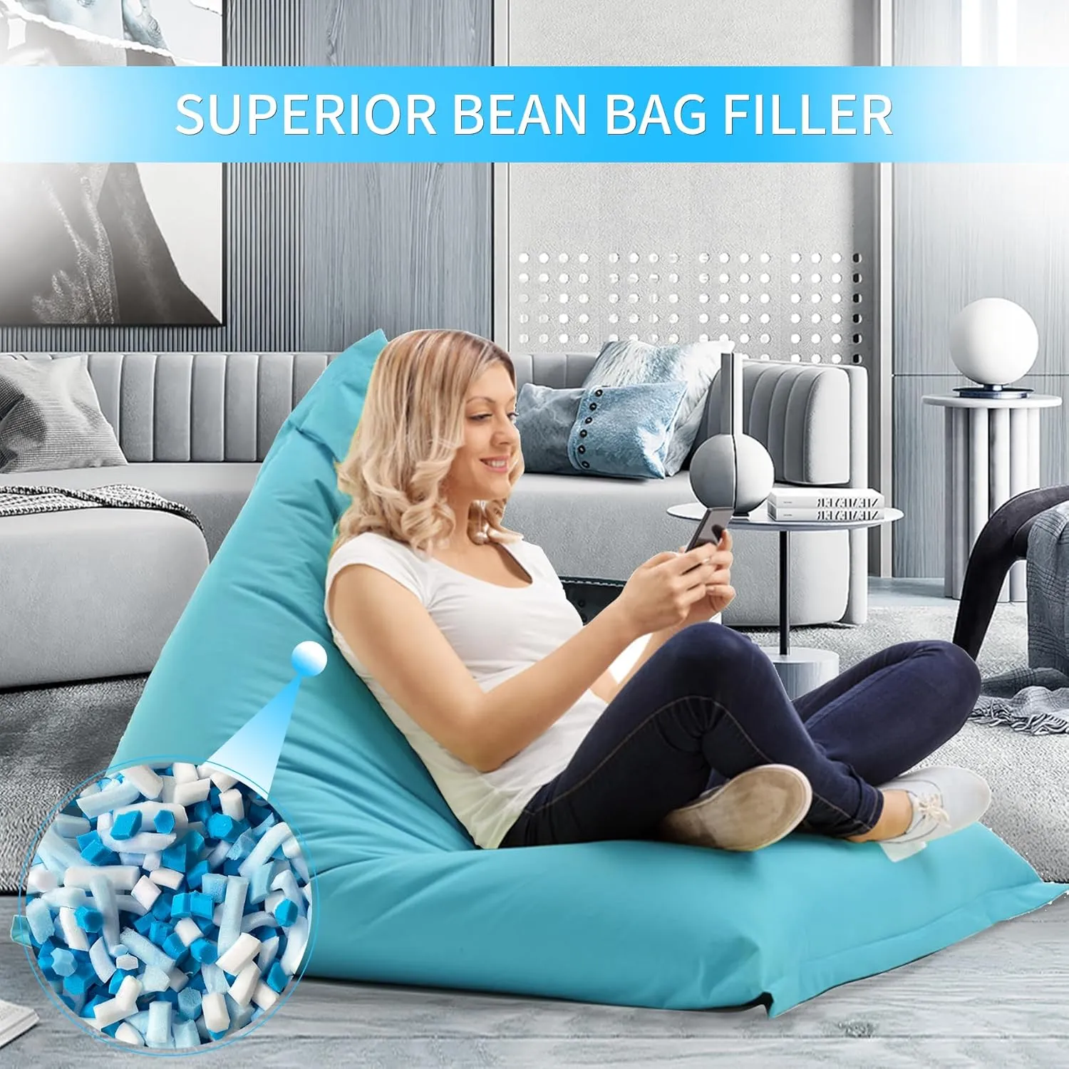 5 LBS Shredded Memory Foam Filling, Bean Bag Filler, Added Gel Particles Comfortable and Soft,Very Suitable for Filling Bean Bags, Pillows,Dog beds, Couch Cushion