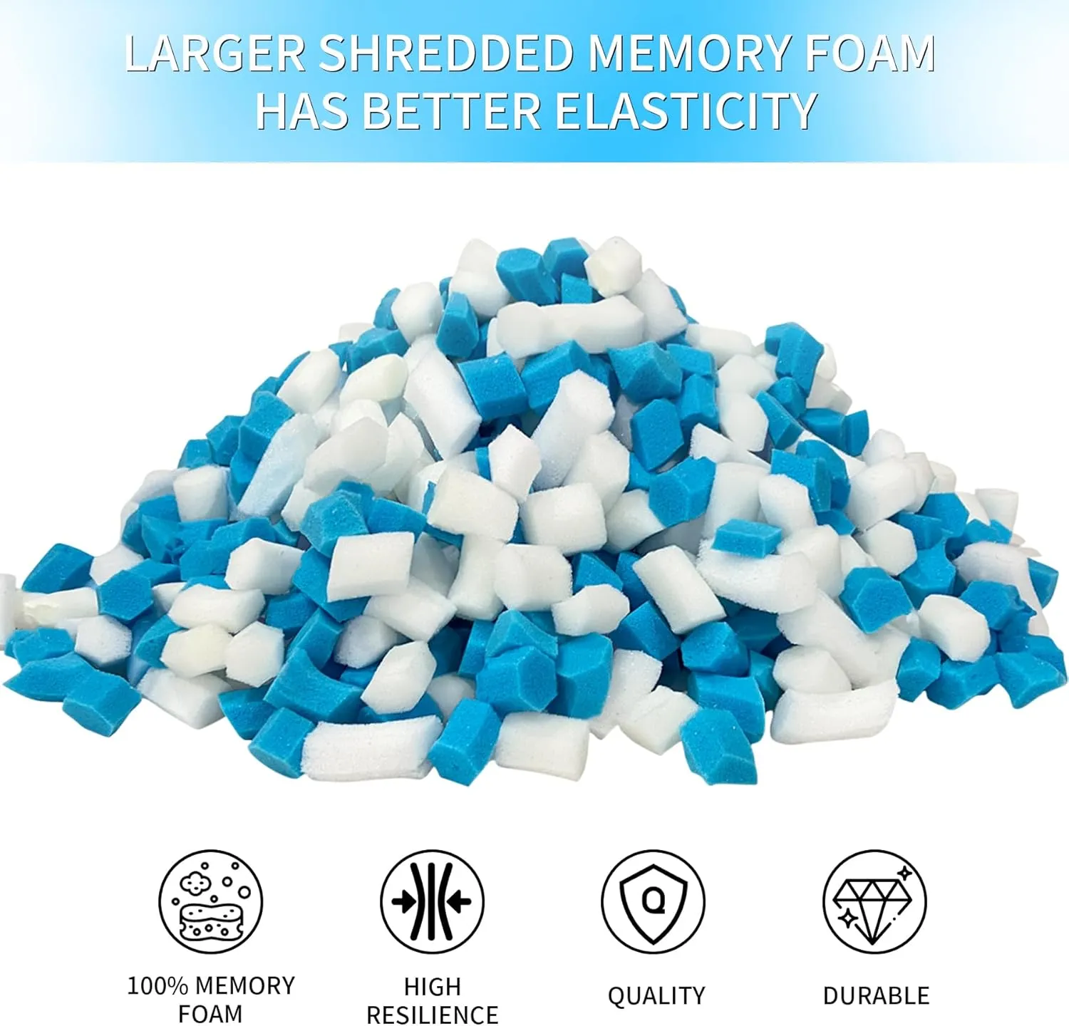 5 LBS Shredded Memory Foam Filling, Bean Bag Filler, Added Gel Particles Comfortable and Soft,Very Suitable for Filling Bean Bags, Pillows,Dog beds, Couch Cushion
