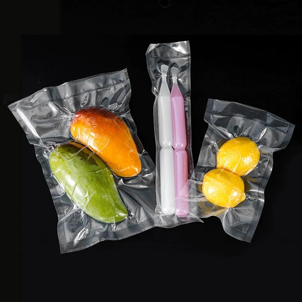 500 Pack Clear Vacuum Bags 2.36x9.84 inch (Inside Size 1.97x9.45 inch) for Food Saver Flat Open Top Embossed Vacuum Sealer Bag Food Storage Packaging Pouch with Tear Notch