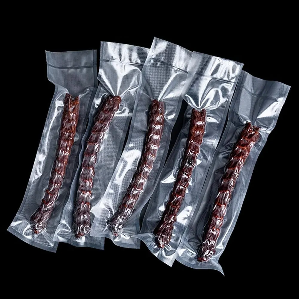 500 Pack Clear Vacuum Bags 2.36x9.84 inch (Inside Size 1.97x9.45 inch) for Food Saver Flat Open Top Embossed Vacuum Sealer Bag Food Storage Packaging Pouch with Tear Notch