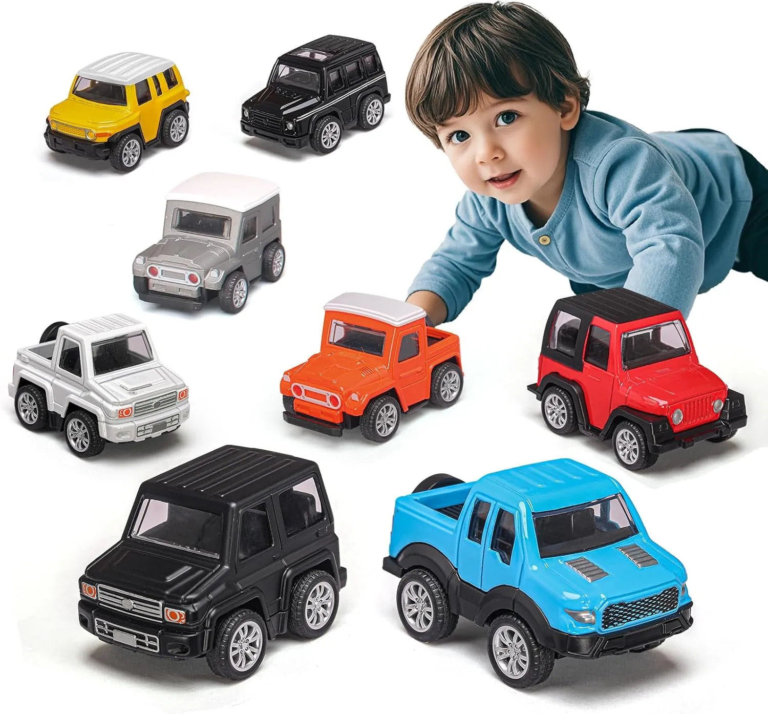8Pcs Pull Back Cars Set,Big Size SUV Toy Cars Diecast Cars Party Favors for Kids 3-5 4-8 8-12 Friction Powered Race Cars Toys Party Favors Gift Pack for Kids