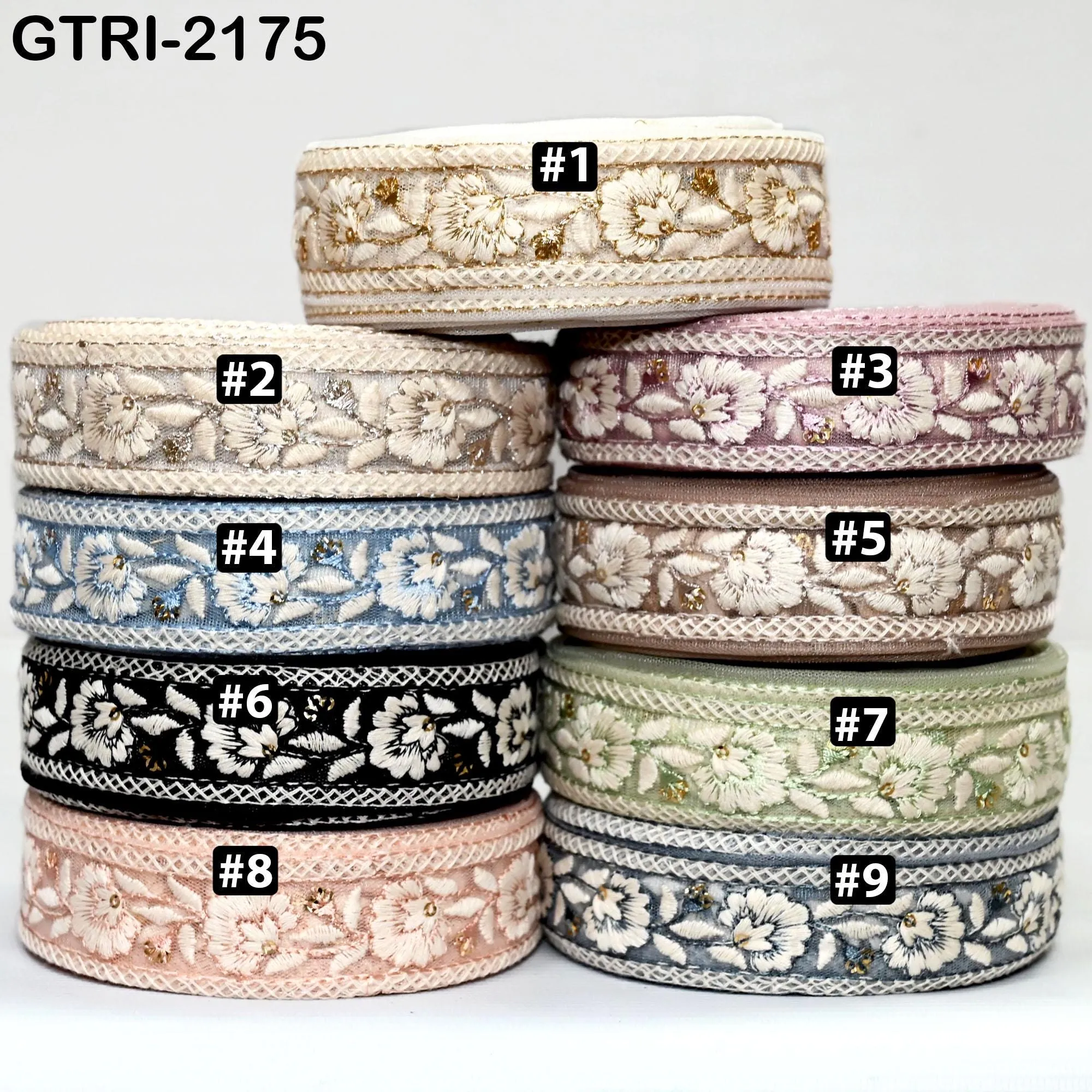 9 Yard 3cm Embroidery Ribbon for Kids Crafting Sewing Costumes Dog Collar Tote Bags, Lampshades, Holidays Decor Embroidered Embellishment