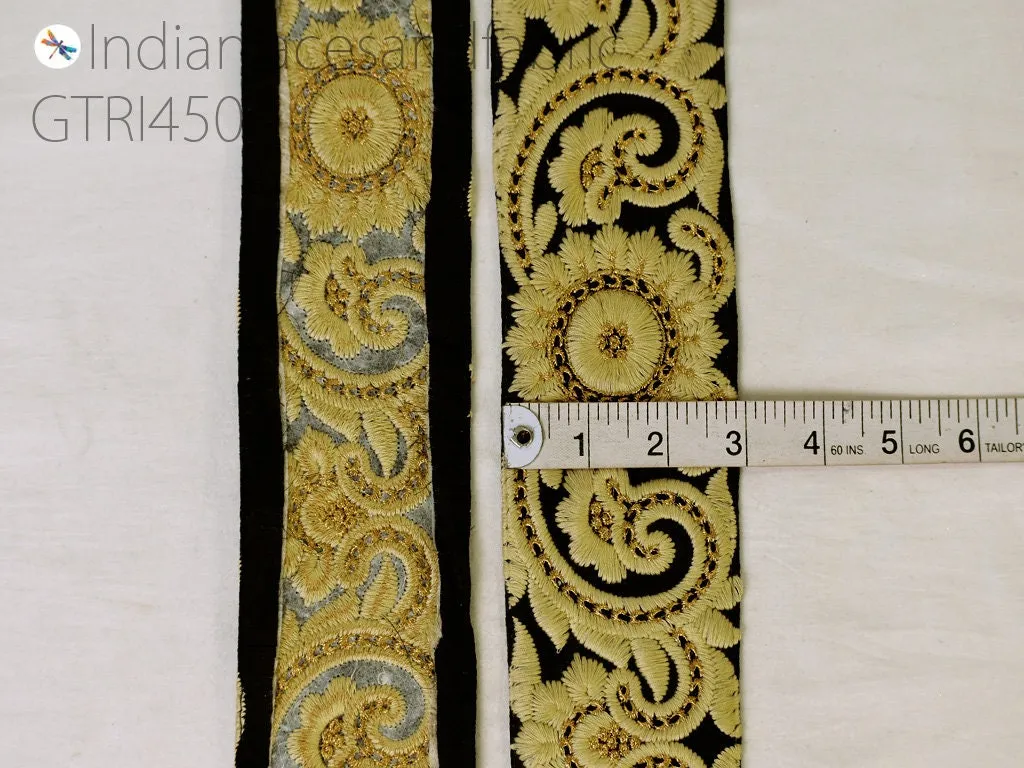 9 Yard Embroidered 75mm Embellishment Border lehenga Trim Sari Saree Ribbon Cushions bags decoration Sewing Clothing Costumes Trimmings