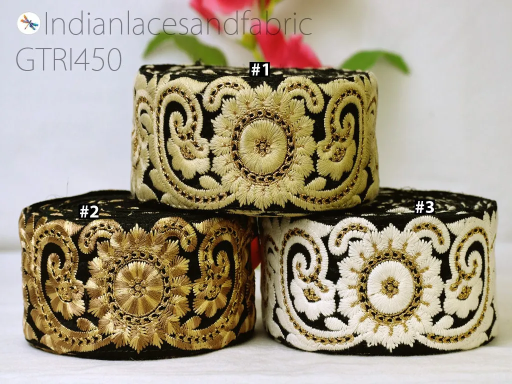 9 Yard Embroidered 75mm Embellishment Border lehenga Trim Sari Saree Ribbon Cushions bags decoration Sewing Clothing Costumes Trimmings