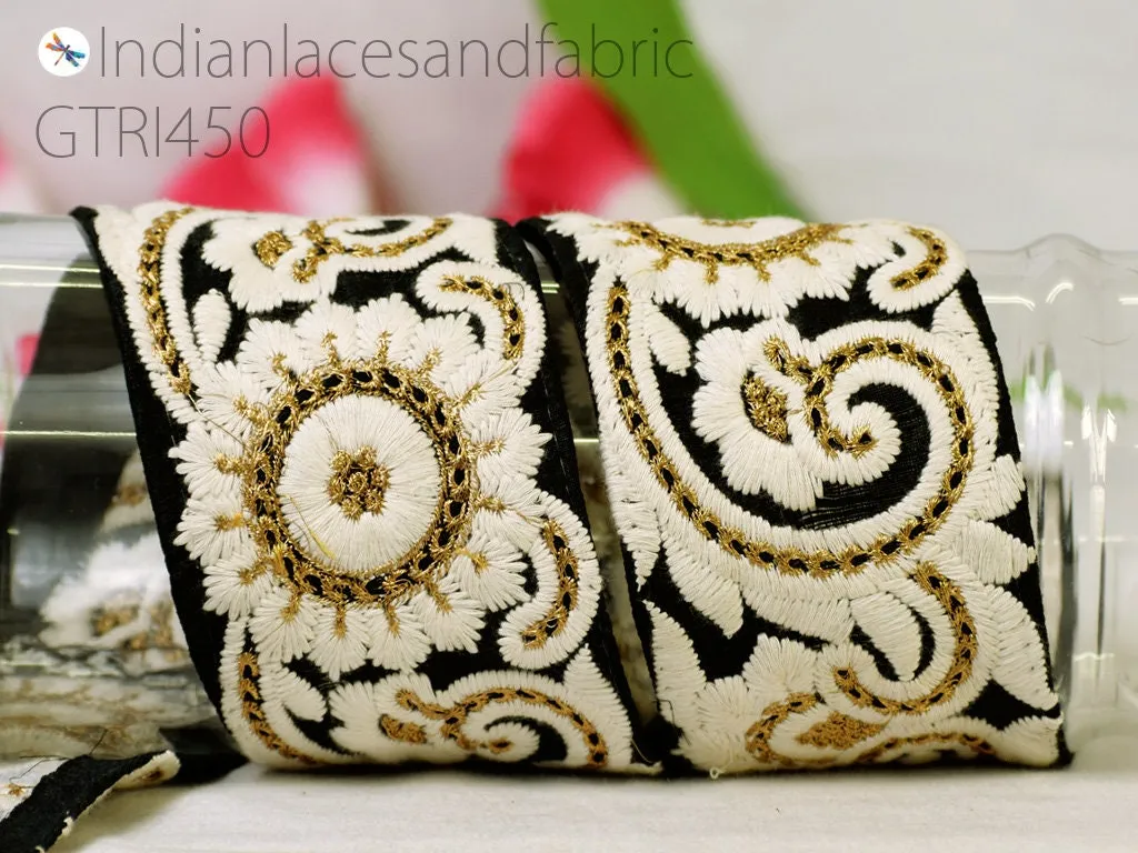 9 Yard Embroidered 75mm Embellishment Border lehenga Trim Sari Saree Ribbon Cushions bags decoration Sewing Clothing Costumes Trimmings