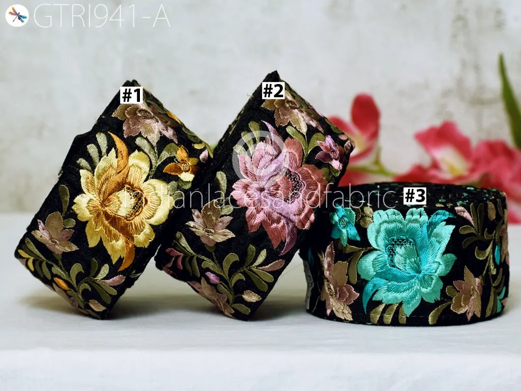9 Yard Embroidered Fabric 6CM Trim Decorative Embroidery Ribbon DIY Crafting Sewing Saree Indian Sari Border Home Decor Beach Bags Headband