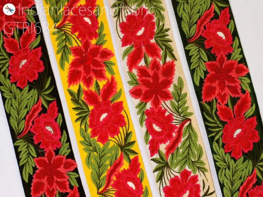 9 Yard Embroidered Fabric 8cm Trim Indian Laces Curtains Home Sari Border Saree Ribbon DIY Crafting Sewing Decor Accessories Embellishments