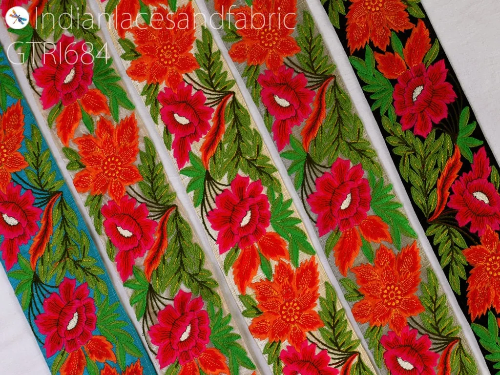 9 Yard Embroidered Fabric 8cm Trim Indian Laces Curtains Home Sari Border Saree Ribbon DIY Crafting Sewing Decor Accessories Embellishments